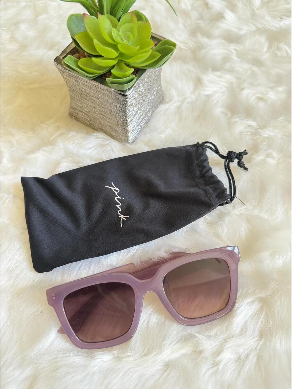 Pink Purple Square Frame Sunglasses with Gradient Lenses